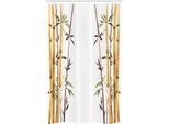 Abakuhaus Tenda Da Doccia Asiatica Stretta, Foglie Di Bambù Disegnate A Mano, Set Decorativo Per Bagno In Tessuto Con Ganci, 120 X 180 Cm, Marrone Crema Bianco