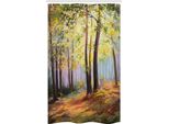 Abakuhaus Tenda Da Doccia Stretta, Primavera Nel Bosco Foglie, Set Decorativo Per Bagno In Tessuto Con Ganci, 120 X 180 Cm, Marrone Verde