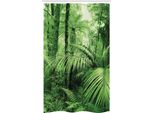Abakuhaus Tenda Da Doccia Stretta Rainforest, Palme E Piante Esotiche, Set Decorativo Per Bagno In Tessuto Con Ganci, 120 X 180 Cm, Verde