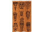 Abakuhaus Africano Tenda Da Doccia Stretta, Maschere Locali, Set Decorativo Per Bagno In Tessuto Con Ganci, 120 X 180 Cm, Nero Marrone