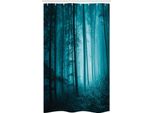 Abakuhaus Tenda Da Doccia Stretta Color Verde Acqua, Foggy Dark Country Wald, Set Decorativo Per Bagno In Tessuto Con Ganci, 120 X 180 Cm, Verde Acqua