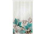 Abakuhaus Tenda Da Doccia Stretta Turchese, Arte Retrò Hibiscus, Set Decorativo Per Bagno In Tessuto Con Ganci, 120 X 180 Cm, Beige Verde Acqua