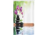 Abakuhaus Tenda Da Doccia Asiatica Stretta, Spa Spring Water Salute, Set Decorativo Per Bagno In Tessuto Con Ganci, 120 X 180 Cm, Multicolore