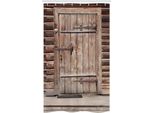 Abakuhaus Tenda Da Doccia Rustica Stretta, Porta In Legno Log House, Set Decorativo Per Bagno In Tessuto Con Ganci, 120 X 180 Cm, Marrone