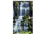 Abakuhaus Tenda Da Doccia Tropicale Stretta, Cascata Jungle Rural, Set Decorativo Per Bagno In Tessuto Con Ganci, 120 X 180 Cm, Verde Bianco
