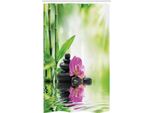 Abakuhaus Spa Tenda Da Doccia Stretta, Orchidee Rock Wasser, Set Decorativo Per Bagno In Tessuto Con Ganci, 120 X 180 Cm, Verde Rosa