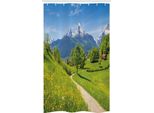 Abakuhaus Tenda Da Doccia Stretta Naturale, Fiori Selvatici Delle Alpi, Set Decorativo Per Bagno In Tessuto Con Ganci, 120 X 180 Cm, Giallo Verde