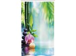 Abakuhaus Spa Tenda Da Doccia Stretta, Candle Bamboo Tranquility, Set Decorativo Per Bagno In Tessuto Con Ganci, 120 X 180 Cm, Multicolore
