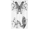 Abakuhaus Mandala Tenda Da Doccia Stretta, Fiori A Farfalla, Set Decorativo Per Bagno In Tessuto Con Ganci, 120 X 180 Cm, Bianco Nero