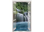 Abakuhaus Tenda Da Doccia Stretta Waterfall, Majestic Paradise, Set Decorativo Per Bagno In Tessuto Con Ganci, 120 X 180 Cm, Blu Verde