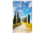 Abakuhaus Storico Tenda Da Doccia Stretta, Alberi Mediterranei, Set Decorativo Per Bagno In Tessuto Con Ganci, 120 X 180 Cm, Crema Verde Blu