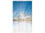 Abakuhaus Tenda Da Doccia Stretta, Cielo Blu Libertà Nuvole, Set Decorativo Per Bagno In Tessuto Con Ganci, 120 X 180 Cm, Azzurro Bianco