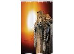 Abakuhaus Africano Tenda Da Doccia Stretta, Leopardo Safari Su Un Albero, Set Decorativo Per Bagno In Tessuto Con Ganci, 120 X 180 Cm, Arancione E Marrone