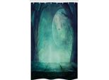 Abakuhaus Tenda Da Doccia Stretta Color Verde Acqua, Spooky Wald Halloween, Set Decorativo Per Bagno In Tessuto Con Ganci, 120 X 180 Cm, Verde Acqua