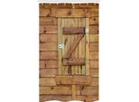 Abakuhaus Tenda Da Doccia Rustica Stretta, Persiane In Legno Grunge, Set Decorativo Per Bagno In Tessuto Con Ganci, 120 X 180 Cm, Marrone Chiaro