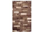 Abakuhaus Tenda Da Doccia Stretta In Legno, Stile Rustico Marrone, Set Decorativo Per Bagno In Tessuto Con Ganci, 120 X 180 Cm, Marrone