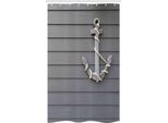Abakuhaus Anker Tenda Da Doccia Stretta, Antique Wall Navy Natur, Set Decorativo Per Bagno In Tessuto Con Ganci, 120 X 180 Cm, Grigio