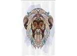 Abakuhaus Scimmia Tenda Da Doccia Stretta, Totem, Set Decorativo Per Bagno In Tessuto Con Ganci, 120 X 180 Cm, Verde Acqua E Marrone