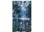 Abakuhaus Tenda Da Doccia Stretta A Cascata, Zauberfee Cascade, Set Decorativo Per Bagno In Tessuto Con Ganci, 120 X 180 Cm, Grigio Verde