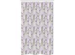 Abakuhaus Tenda Da Doccia Stretta Lavanda, Strisce E Fiori, Set Decorativo Per Bagno In Tessuto Con Ganci, 120 X 180 Cm, Viola