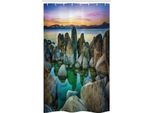 Abakuhaus Tenda Da Doccia Nautica Stretta, Costa Californiana, Set Decorativo Per Bagno In Tessuto Con Ganci, 120 X 180 Cm, Grigio Verde