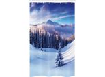 Abakuhaus Tenda Da Doccia Stretta Invernale, Cime Innevate, Set Decorativo Per Bagno In Tessuto Con Ganci, 120 X 180 Cm, Blu E Bianco