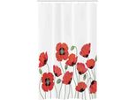 Abakuhaus Tenda Da Doccia Stretta Con Motivi Floreali, Giardino Di Papaveri Naturali, Set Decorativo Per Bagno In Tessuto Con Ganci, 120 X 180 Cm, Arancione E Verde