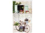 Abakuhaus Tenda Da Doccia Rustica Stretta, Bicicletta-Fiori-Campagna, Set Decorativo Per Bagno In Tessuto Con Ganci, 120 X 180 Cm, Multicolore