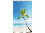 Abakuhaus Wendekreis Tenda Da Doccia Stretta, Palme Dei Caraibi, Set Decorativo Per Bagno In Tessuto Con Ganci, 120 X 180 Cm, Beige Verde Blu