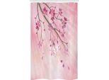 Abakuhaus Tenda Da Doccia Rosa Stretta, Ramo Con Fiori, Set Decorativo Per Bagno In Tessuto Con Ganci, 120 X 180 Cm, Rosa Fucsia