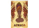 Abakuhaus Africa Tenda Da Doccia Stretta, Turbane Palms Kultur, Set Decorativo Per Bagno In Tessuto Con Ganci, 120 X 180 Cm, Multicolore