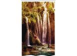 Abakuhaus Tenda Da Doccia Naturale Stretta, Cascata Bosco Alberi, Set Decorativo Per Bagno In Tessuto Con Ganci, 120 X 180 Cm, Verde E Marrone