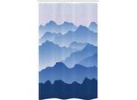 Abakuhaus Paesaggio Tenda Da Doccia Stretta, Silhouette A Tema Natura, Set Decorativo Per Bagno In Tessuto Con Ganci, 120 X 180 Cm, Blu
