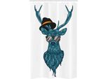 Abakuhaus Hirsch Tenda Da Doccia Stretta, Stampa Teal Hipster Antler, Set Decorativo Per Bagno In Tessuto Con Ganci, 120 X 180 Cm, Verde Acqua E Nero