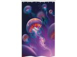 Abakuhaus Tenda Da Doccia Sottomarina Stretta, Medusa, Set Decorativo Per Bagno In Tessuto Con Ganci, 120 X 180 Cm, Viola Blu