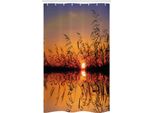 Abakuhaus Tenda Da Doccia Stretta Naturale, Foto Con Tramonto Sul Lago, Set Decorativo Per Bagno In Tessuto Con Ganci, 120 X 180 Cm, Multicolore