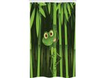 Abakuhaus Tenda Da Doccia Stretta In Bambù, Jungle Alberi Rana Divertente, Set Decorativo Per Bagno In Tessuto Con Ganci, 120 X 180 Cm, Verde