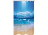 Abakuhaus Tenda Da Doccia Stretta, Cielo Nuvoloso In Estate Al Mare, Set Decorativo Per Bagno In Tessuto Con Ganci, 120 X 180 Cm, Sabbia Marrone Blu