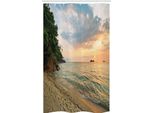 Abakuhaus Paesaggio Tenda Da Doccia Stretta, Tropic Botanic Wald, Set Decorativo Per Bagno In Tessuto Con Ganci, 120 X 180 Cm, Turchese Pesca