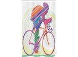 Abakuhaus Tenda Da Doccia Moderna Stretta, Ciclista Su Bicicletta, Set Decorativo Per Bagno In Tessuto Con Ganci, 120 X 180 Cm, Multicolore