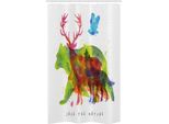 Abakuhaus Tenda Da Doccia Stretta Con Animali, Alaska Animali Orso Lupo, Set Decorativo Per Bagno In Tessuto Con Ganci, 120 X 180 Cm, Multicolore