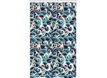 Abakuhaus Tenda Da Doccia Stretta In Stile Nautico, Motivo Onde Dell'oceano, Set Decorativo Per Bagno In Tessuto Con Ganci, 120 X 180 Cm, Bianco E Blu