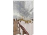 Abakuhaus Tenda Da Doccia Stretta, Tropical Gulf Island, Set Decorativo Per Bagno In Tessuto Con Ganci, 120 X 180 Cm, Grigio Crema