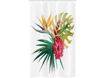 Abakuhaus Tenda Da Doccia Stretta Con Motivi Floreali, Orchidee Tropicali Selvatiche, Set Decorativo Per Bagno In Tessuto Con Ganci, 120 X 180 Cm, Verde Fucsia
