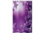 Abakuhaus Natale Tenda Da Doccia Stretta, Sfondo Natalizio Con Stelle, Set Decorativo Per Bagno In Tessuto Con Ganci, 120 X 180 Cm, Viola