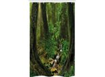 Abakuhaus Tenda Da Doccia Stretta Naturale, Nepal Jungle Forest, Set Decorativo Per Bagno In Tessuto Con Ganci, 120 X 180 Cm, Verde
