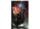 Abakuhaus Drachen Tenda Da Doccia Stretta, Barca Vichinga Mare In Tempesta, Set Decorativo Per Bagno In Tessuto Con Ganci, 120 X 180 Cm, Multicolore