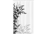 Abakuhaus Tenda Da Doccia Stretta Bianca E Nera, Foglie Di Bambù, Set Decorativo Per Bagno In Tessuto Con Ganci, 120 X 180 Cm, Bianco E Nero
