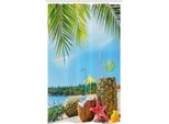 Abakuhaus Tenda Da Doccia Stretta, Coconut Ananas Estate, Set Decorativo Per Bagno In Tessuto Con Ganci, 120 X 180 Cm, Verde Marrone Marrone Blu