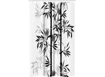 Abakuhaus Tenda Da Doccia Stretta In Bambù, Foglie Di Bambù, Set Decorativo Per Bagno In Tessuto Con Ganci, 120 X 180 Cm, Bianco E Nero
